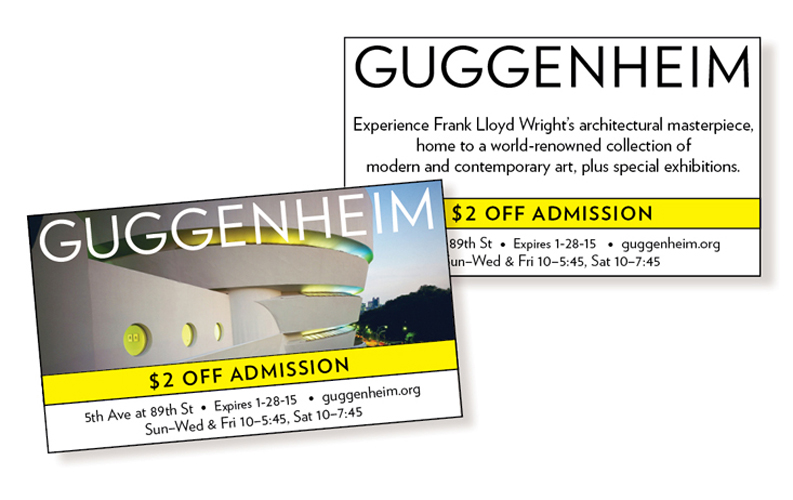 Ads for the Guggenheim Museum designed by Ellen Shapiro of Visual Language LLC