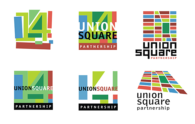 Union Square Partnership logo explorations designed by Ellen Shapiro